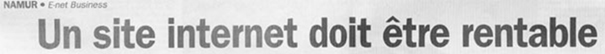 Portion d'un article de journal affichant pour titre "Un site internet doit &ecirc;tre rentable"