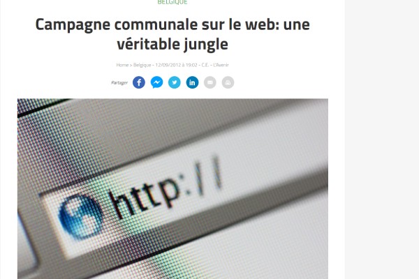 Campagne communale sur le web: une véritable jungle sur Lavenir.net en septembre 2012