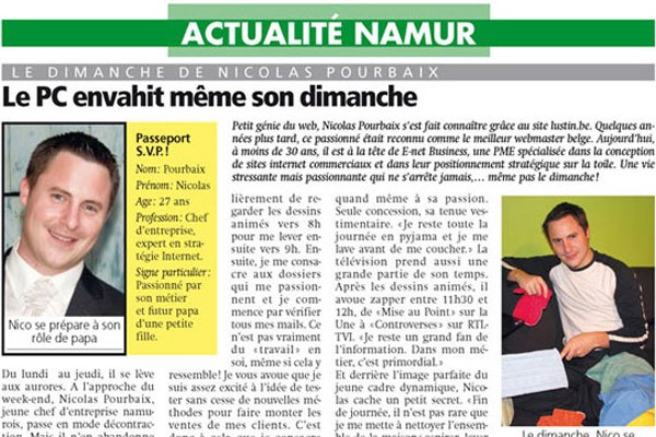 Activités de Nicolas Pourbaix le dimanche: Travail, nettoyage,...