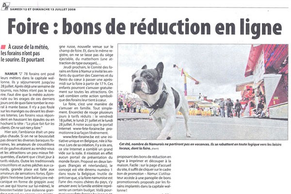 Bons de réduction pour la foire de juillet à Namur 